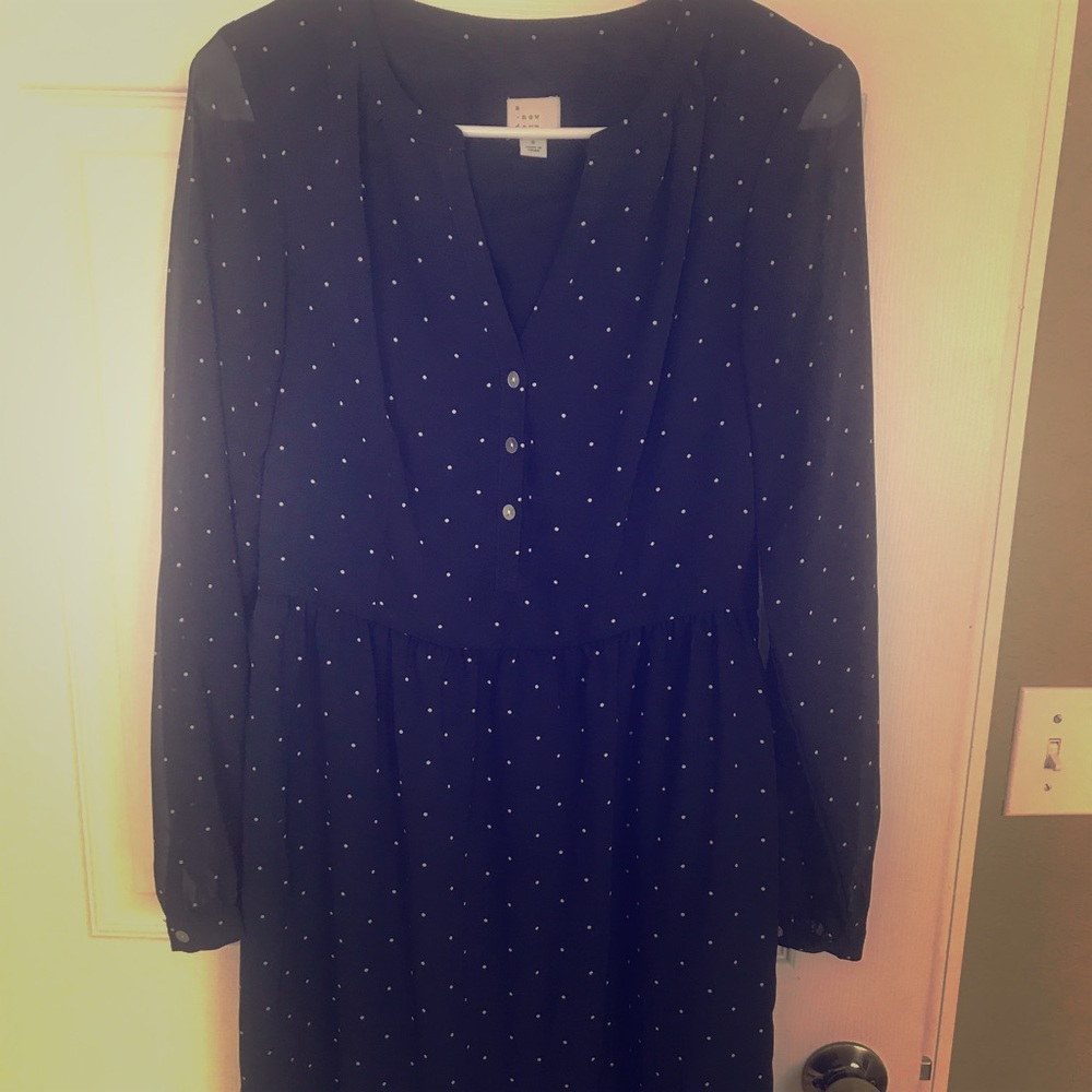 Navy whit small dots mini dress/tunic